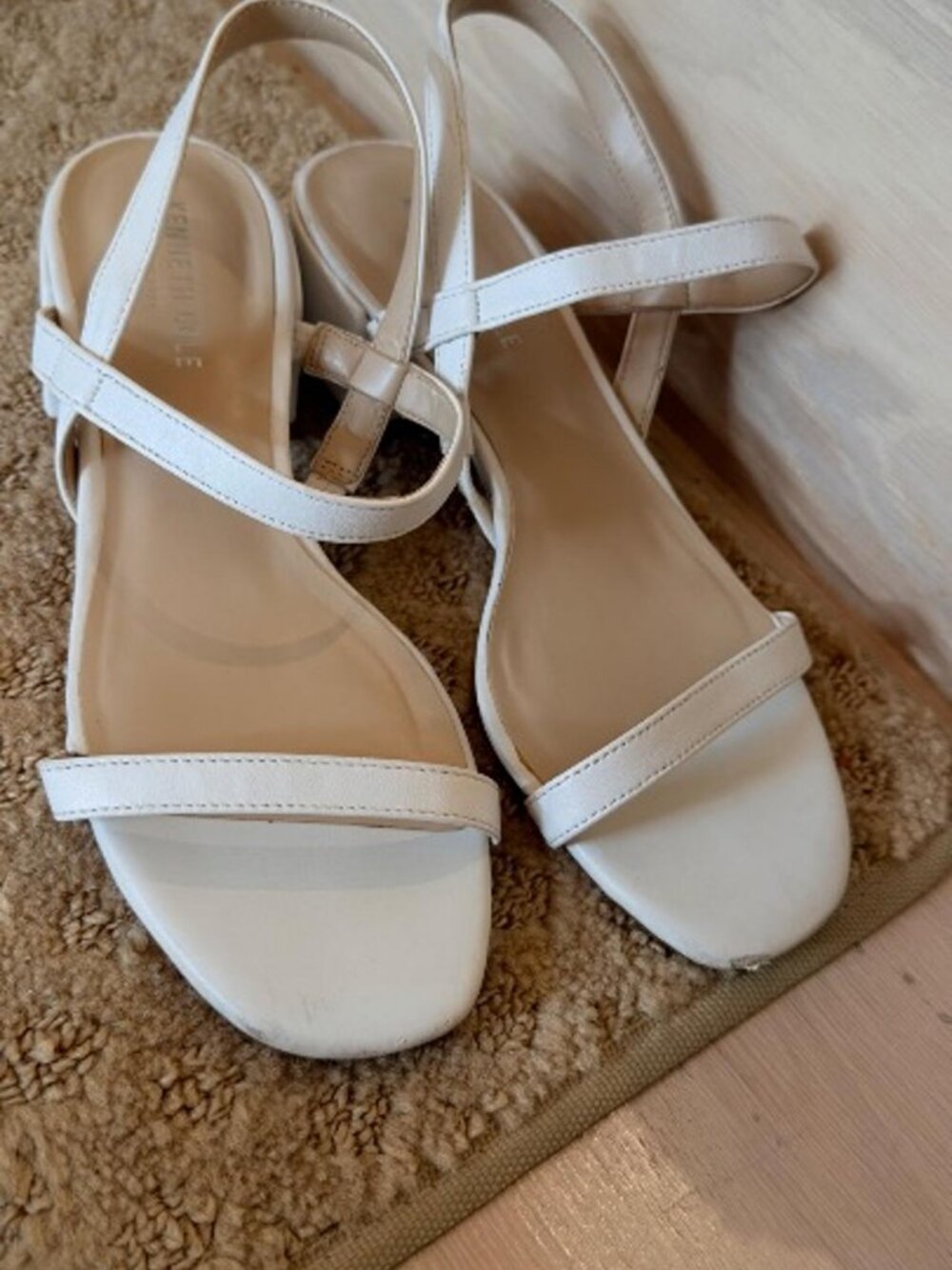 Kenneth Cole New York White Strappy Block Heel Sandals Women's 7.5M